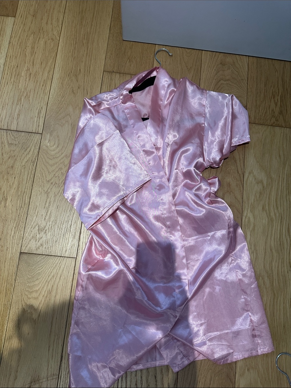 Pink Satin Kimono Robe
